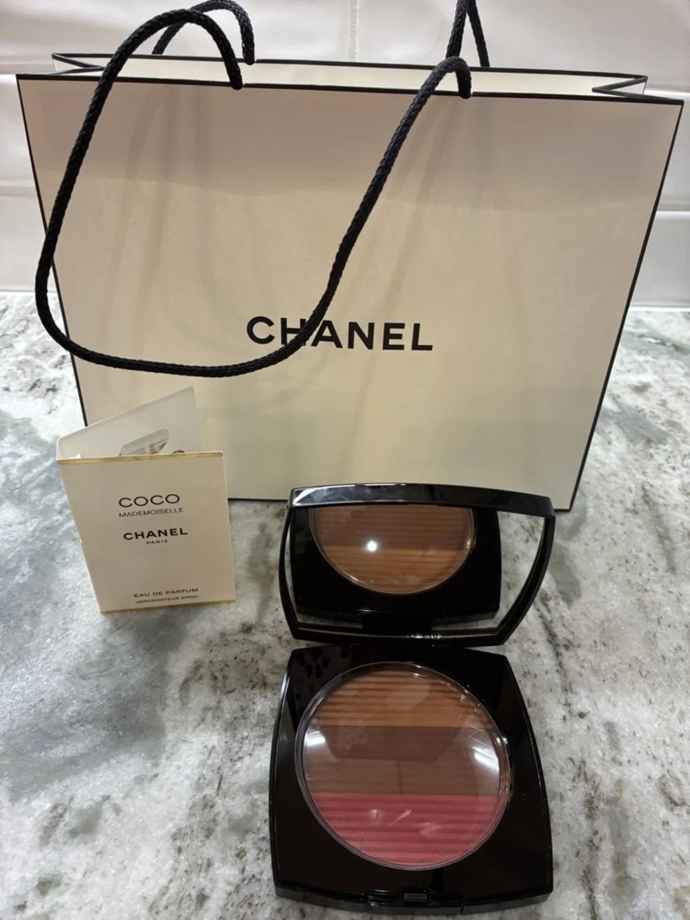 CHANEL Multi-Striped Compact Bronzer & Blush - Brown, Pink  Deep Rose Gold